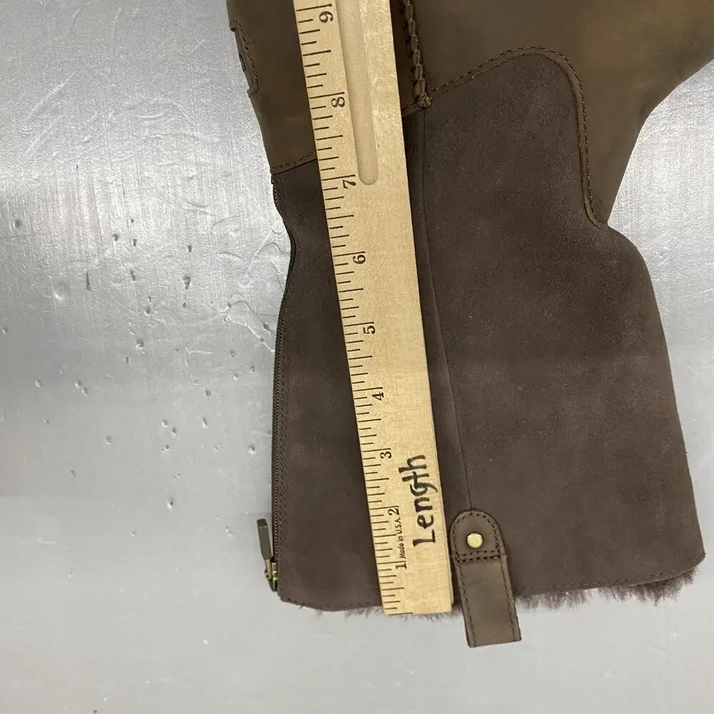 UGG Tall Boots Jesslyn Girls Size 5 Chocolate Brown Leather Suede Sheepskin